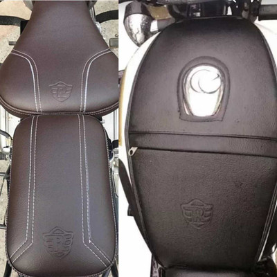 KOHLI BULLET ACCESSORIES Seat Cover Fancy Brown With Tank Cover Brown Split Bike Seat Cover For Royal Enfield Classic, Classic 500, Classic Chrome, Classic 350