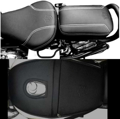KOHLI BULLET ACCESSORIES Seat Cover Fancy Black With Tank Cover Black Combo For Royal Enfield Classic , CLassic Chrome , Classic 350/500CC Split Bike Seat Cover For Royal Enfield Classic, Classic 350, Classic 500, Classic Desert Storm