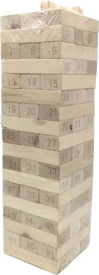 WudCraft Wooden Jenga Blocks set - Wooden building block/brick, Tower building game for kids and Adults - Non-Toxic (Eco-Friendly) Toy of 54 Blocks(White)
