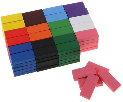 ATYANTAH Dominoes Blocks 100 Pieces Wooden Domino Game Set for Kids- Multi Color (Pack of 1)(Multicolor)