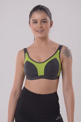 DRAXSTAR TRENDS AF-3007 SP Women Sports Non Padded Bra(Grey, Green)