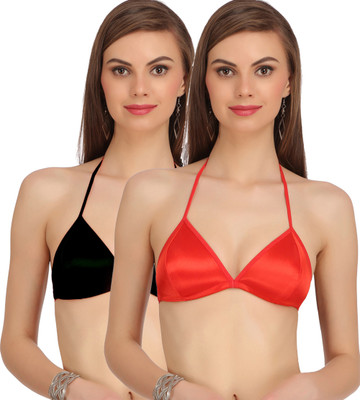 PIBU Satan Bra Women Minimizer Non Padded Bra(Black, Red)