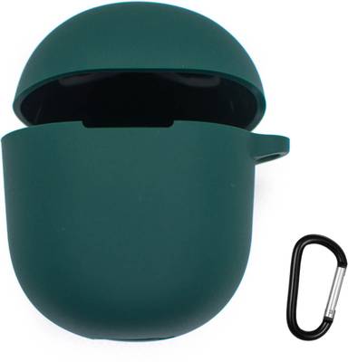 Heropantee Pouch for Boat Airdopes 381/383 TWS Earbuds | Silicone Green Case Cover with Clip (Headphone NOT Included)  (Green, Silicon)