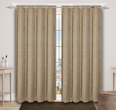 Saral Home 275 cm (9 ft) Polyester Room Darkening Long Door Curtain (Pack Of 2)(Self Design, Beige)