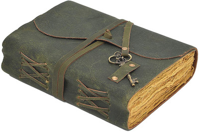 The Vintage Journal Finished Leather Journal A5 Journal Un-ruled 200 Pages(Green)