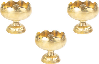 Spillbox Brass (Pack of 3) Table Diya(Height: 2 inch)