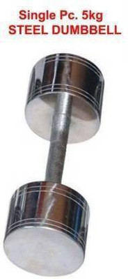 Hridya Trade (1piece * 5kg) Single Pc. CHROME PLATED STEEL DUMBBELL Fixed Weight Dumbbell(5 kg)