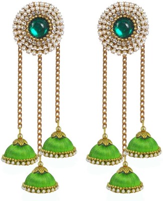 Sanj Three base with stud jhumki earrings silk thread earrings for women & girls Fabric Drops & Danglers