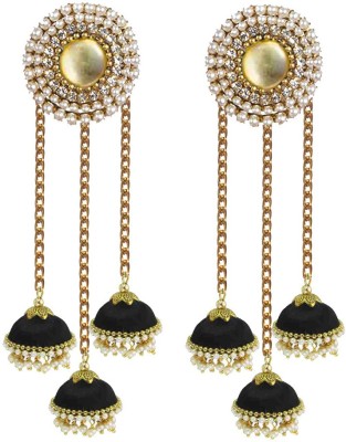 Sanj Three Base with stud silk thread earrings Jhumka for Women & Girls Fabric Jhumki Earring