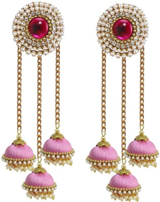 Sanj Three Base with stud silk thread earrings Jhumka for Women & Girls Fabric Jhumki Earring