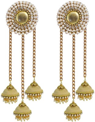 Sanj Three Base with stud silk thread earrings Jhumka for Women & Girls Brass Jhumki Earring