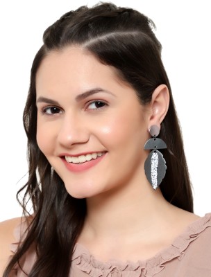 MALIFIONNA Black Contemporary Drop Leaf Earrings for Women Alloy Drops & Danglers