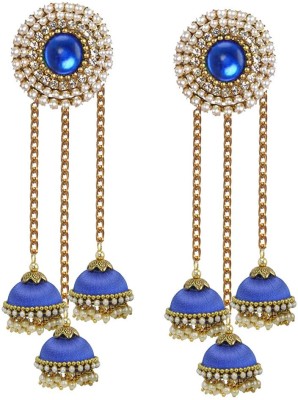 Sanj Three Base with stud silk thread earrings Jhumka for Women & Girls Fabric Jhumki Earring