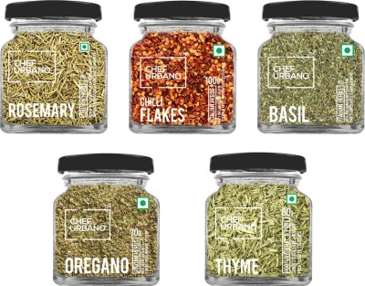 Chef Urbano Combo of Oregano 70g, Basil 40g, Thyme 60g, Rosemary 40g & Chilli Flakes 100g Combo(Oregano 70g, Basil 40g, Thyme 60g, Rosemary 40g & Chilli Flakes 100g)