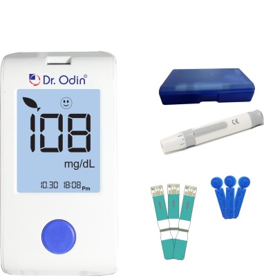 Dr. Odin Digital Glucose Blood Sugar Testing Monitor Machine with 25 Strips And 25 Lencets Glucometer(White)