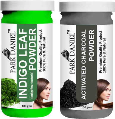 PARK DANIEL Pure & Natural Indigo Leaf Powder & Activated Charcoal Powder Combo Pack of 2 Bottles of 100 gm (200 gm )(200 ml)