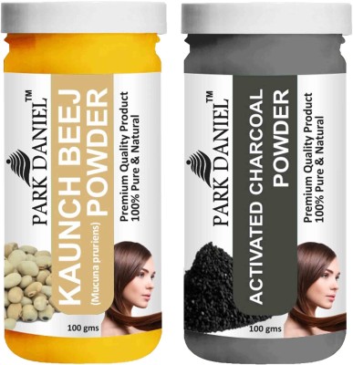 PARK DANIEL Pure & Natural Kaunch Beej Powder & Activated Charcoal Powder Combo Pack of 2 Bottles of 100 gm (200 gm )(200 ml)