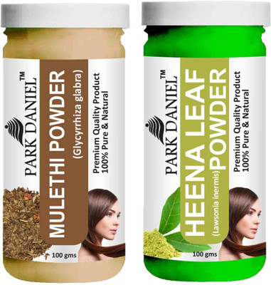 PARK DANIEL Pure & Natural Mulethi Powder & Heena Leaf Powder Combo Pack of 2 Bottles of 100 gm (200 gm )(200 ml)