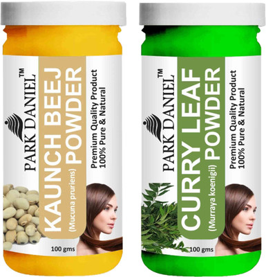 PARK DANIEL Pure & Natural Kaunch Beej Powder & Curry Leaf Powder Combo Pack of 2 Bottles of 100 gm (200 gm )(200 ml)