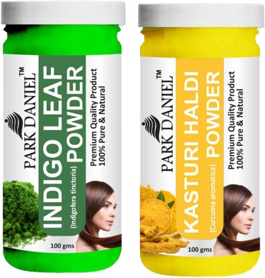 PARK DANIEL Pure & Natural Indigo Leaf Powder & Kasturi Haldi Powder Combo Pack of 2 Bottles of 100 gm (200 gm )(200 ml)