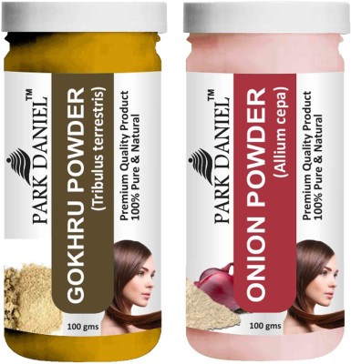 PARK DANIEL Pure & Natural Gokhru Powder & Onion Powder Combo Pack of 2 Bottles of 100 gm (200 gm )(200 ml)