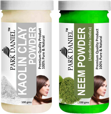 PARK DANIEL Pure & Natural Kaolin Powder & Neem Powder Combo Pack of 2 Bottles of 100 gm (200 gm )(200 ml)