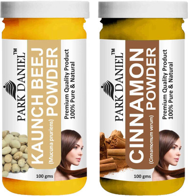 PARK DANIEL Pure & Natural Kaunch Beej Powder & Cinnamon Powder Combo Pack of 2 Bottles of 100 gm (200 gm )(200 ml)