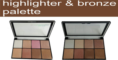 MYEONG Makeup & More Highlighter And Bronzer Palette, Provides Shimmer And Shine, Long Lasting, Has 8 Unique Color Shades  Highlighter(MULTI-COLOR)