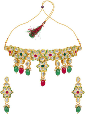 Sukkhi Alloy Gold-plated Red, Green Jewellery Set(Pack of 1)