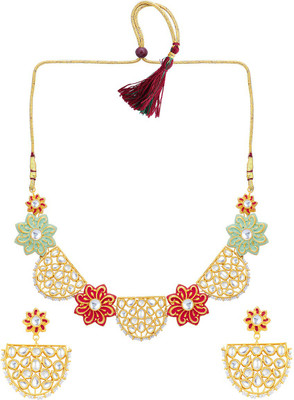 Sukkhi Alloy Gold-plated Red, Green Jewellery Set(Pack of 1)