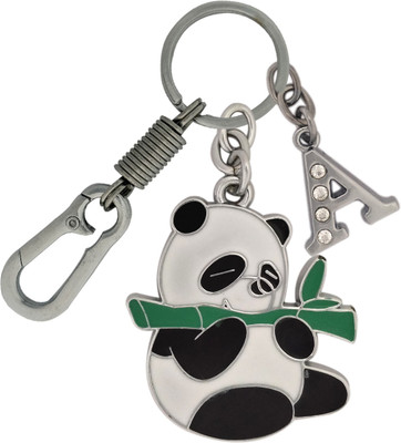 SHOKY LOOKS High Quality Multicolor Panda Eating Bamboo with Beautiful Locking Lock and Dashing style Latter A Key Chain