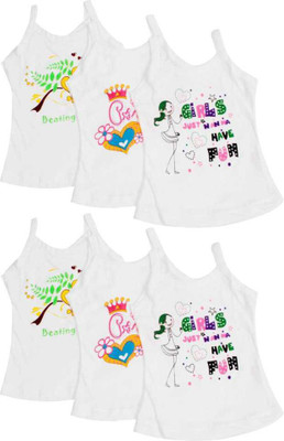 FOXSTON Camisole For Girls(White, Pack of 6)
