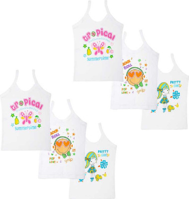 FOXSTON Camisole For Girls(White, Pack of 6)