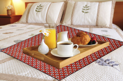 LITHARA Square Pack of 1 Table Placemat(Maroon, Multicolor, PVC)