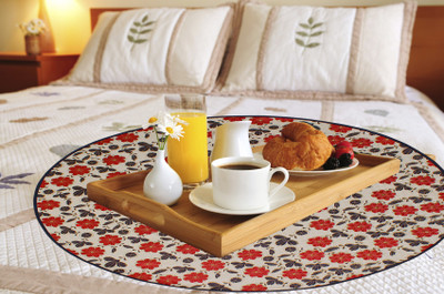 LITHARA Round Pack of 1 Table Placemat(Peach, Red, PVC)