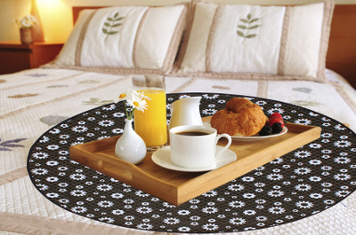 LITHARA Round Pack of 1 Table Placemat(Black, White, PVC)