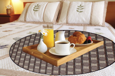 LITHARA Round Pack of 1 Table Placemat(Beige, Multicolor, PVC)