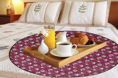 LITHARA Round Pack of 1 Table Placemat(Pink, Black, PVC)