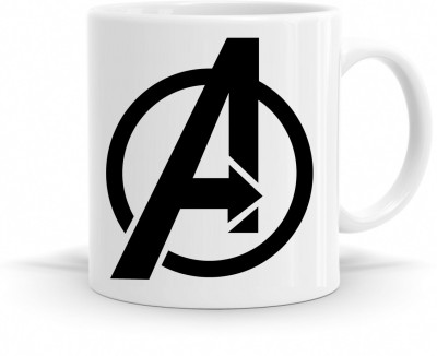 R CREATION Avengers Logo Marvel Ceramic Coffee Mug(325 ml)