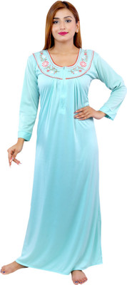NACNO Women Nighty(Light Blue)