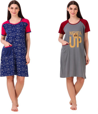 Bombshell Women Nightshirts(Dark Blue, Grey)