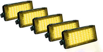Aqeeq 50 Watt Brick Ultra Bright lens Led Flood Light (Color-Warm White,Yellow (Pack of -5) Flood Light Outdoor Lamp(Yellow)