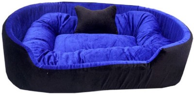 Little Smile luxurious Ultra Soft Bed for Dog and Cat ,Reversible.3 L Pet Bed(Blue)