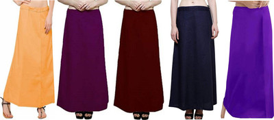 Golden yellow-Jamuni-Maroon -Navy blue-Violet Pure Cotton Petticoat(Medium)