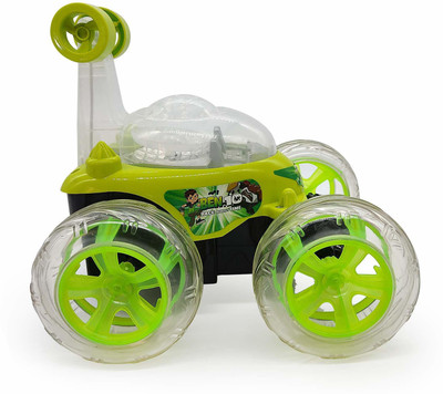 Just97 Remote Control Rechargable 360 Degree Twisting Stunt Car(Green)
