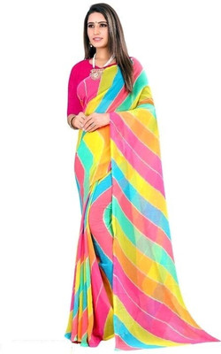 Adiyogi Enterprise Striped Bollywood Georgette Saree(Multicolor)