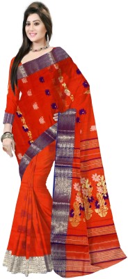Pradip Fabrics Woven Handloom Cotton Silk Saree(Red)