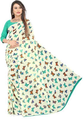 AARTI SELECTION Printed Daily Wear Georgette Saree(Light Blue)