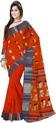 Pradip Fabrics Woven Handloom Cotton Silk Saree(Red)