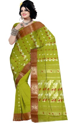 Pradip Fabrics Woven Handloom Cotton Silk Saree(Light Green)